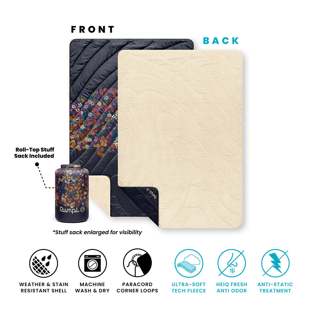 Fleece Puffy Blanket - Midnight Bloom