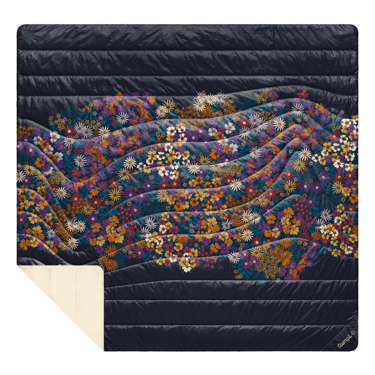 Fleece Puffy Blanket - Midnight Bloom