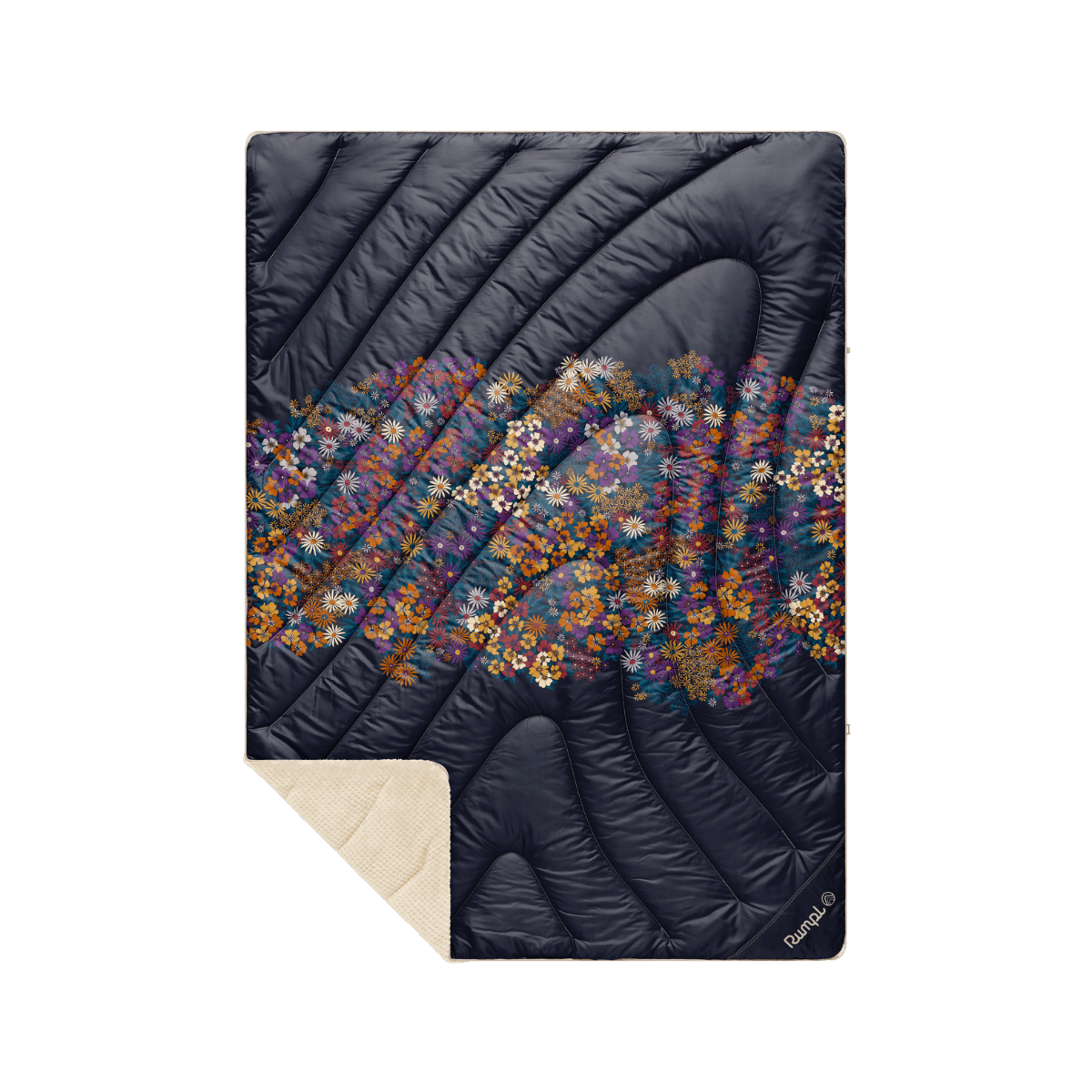 Fleece Puffy Blanket - Midnight Bloom