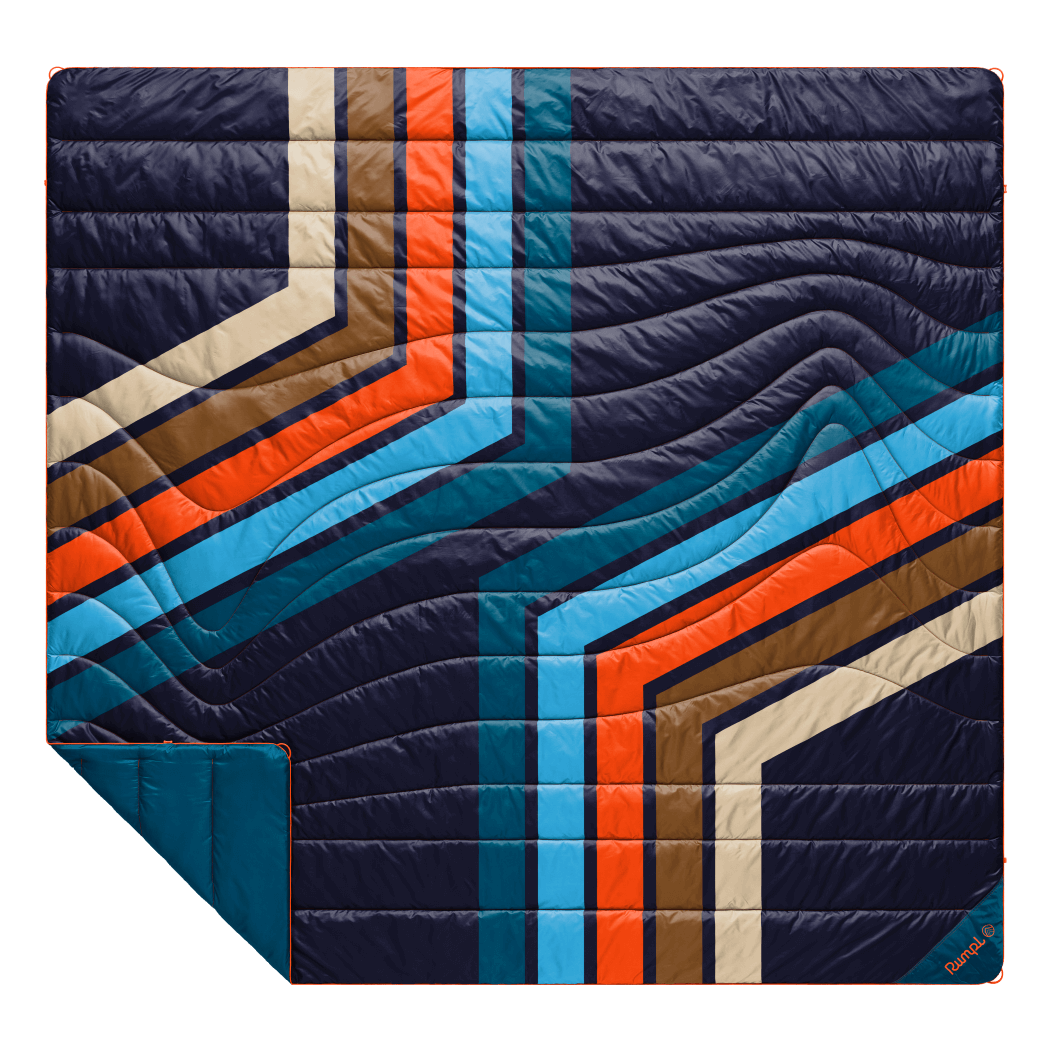 Original Puffy Blanket - Midnight Retro Stripes