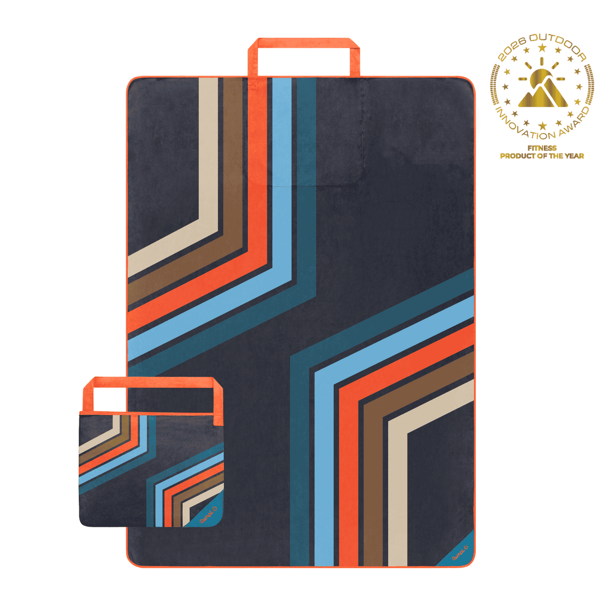 Tech Towel Tote - Midnight Retro Stripes