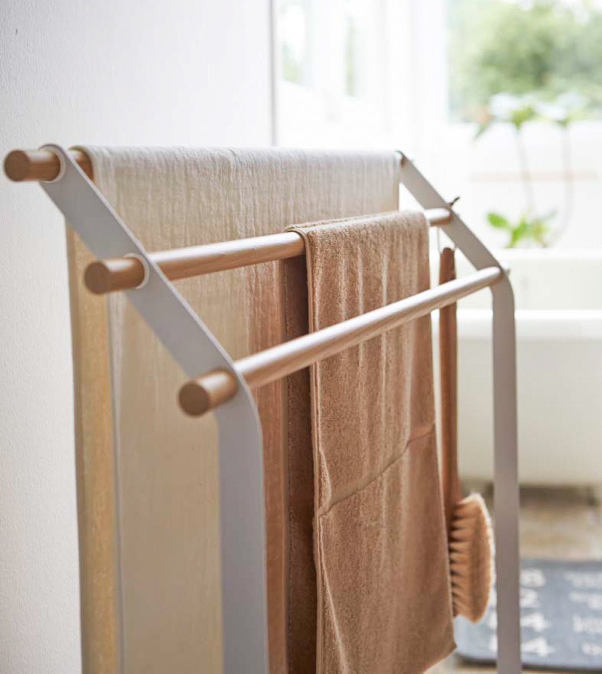 Bath Towel Rack (32" H)  - Steel + Wood